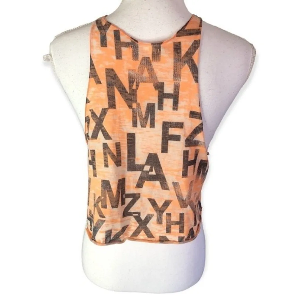 Viola Letter Print Racerback Cropped Tank Top - Image 77