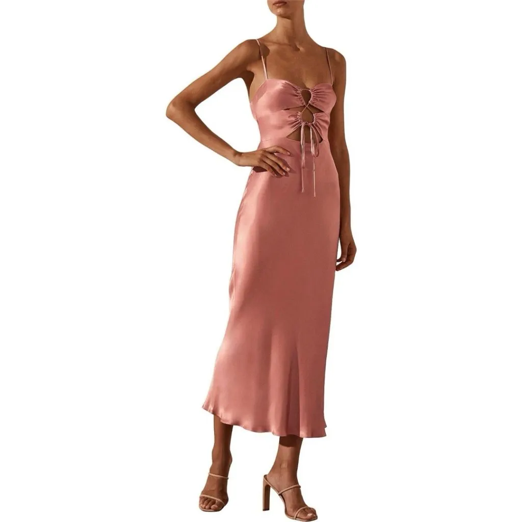 NEW NWT Shona Joy by Free People Angelica Keyhole Lace Front Midi Dress Size 8 - Image 5