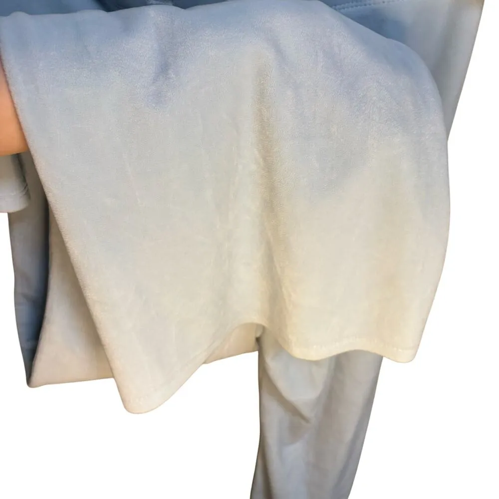 Forever 21 Blue Velour Tracksuit Crop Long Sleeve High Waist Wide Leg XL Y2K - Image 8