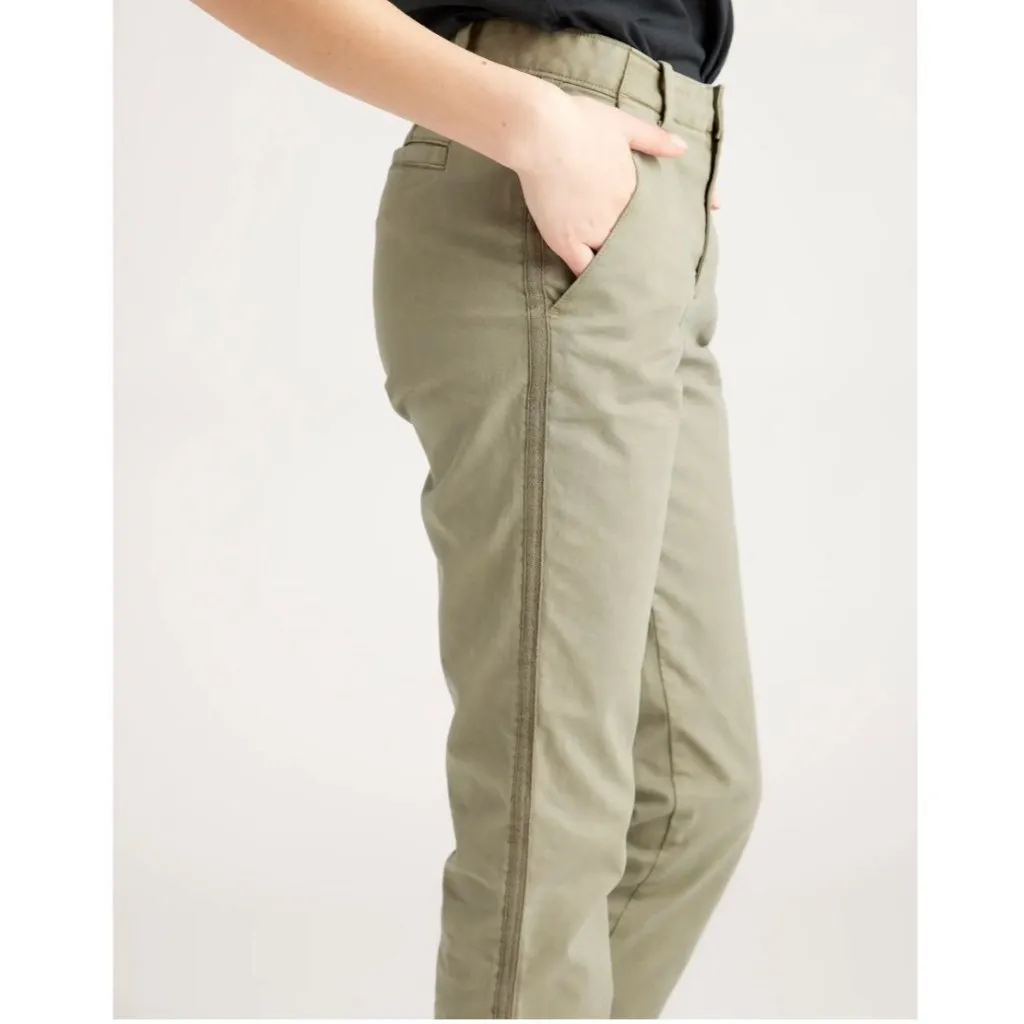 Quince Stretch Cotton Twill Girlfriend Chino Pants Side Stripe Olive Size 27 - Image 11