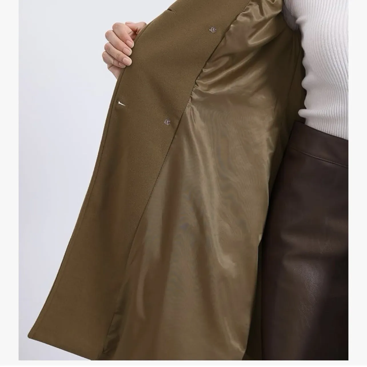 Allegra K Stand Collar Coat For Womens Double Breasted Pocket Long Sleeve Sz S - Image 5