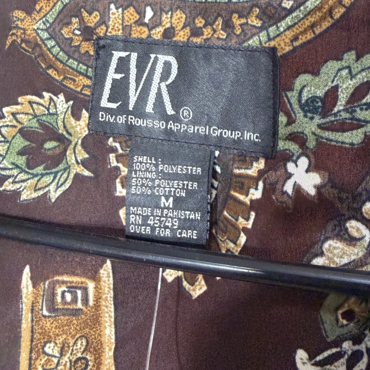 Vintage EVR Womens Brown Abstract Print Lightweight Zip Up Jacket Size Medium - Image 7