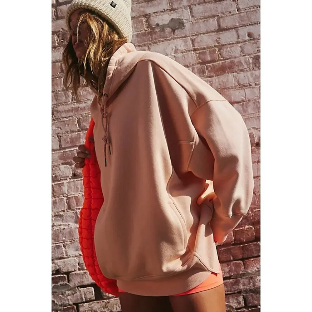 FREE PEOPLE Movement Sprint To The Finish Hoodie in Hot Coral Size X-Small NWT - Image 2