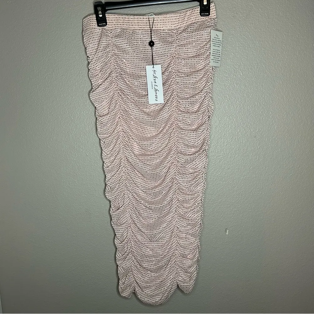 NEW For Love & Lemons x VS All That Glitters pink midi ruched skirt size medium - Image 3