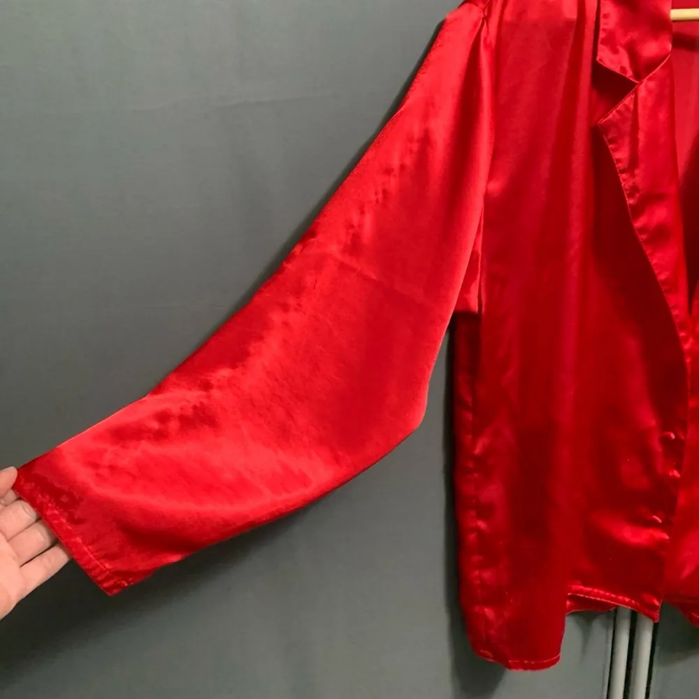Women's Vintage VTG Victoria's Secret Red Satin payama top Shirt - Image 2