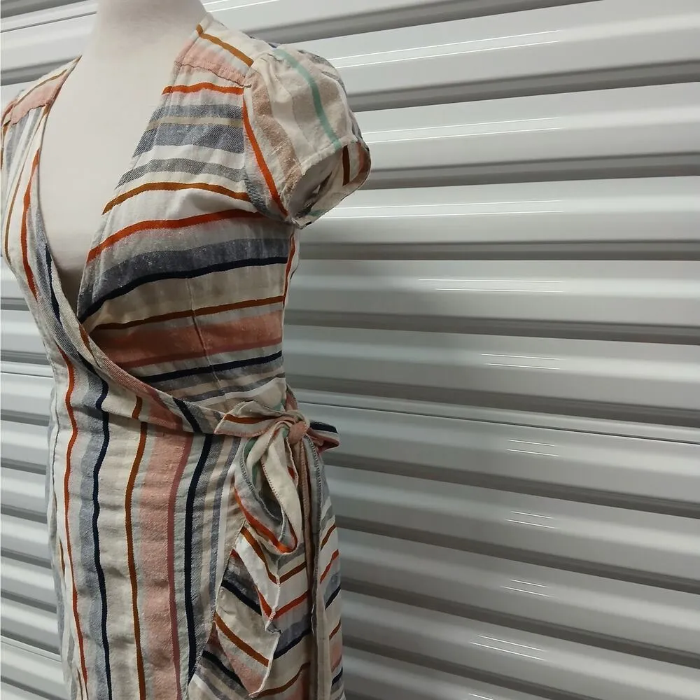 Free People Wrap It Up Dress Women's XS Striped Ruffled Casual Short Sleeve - Image 6