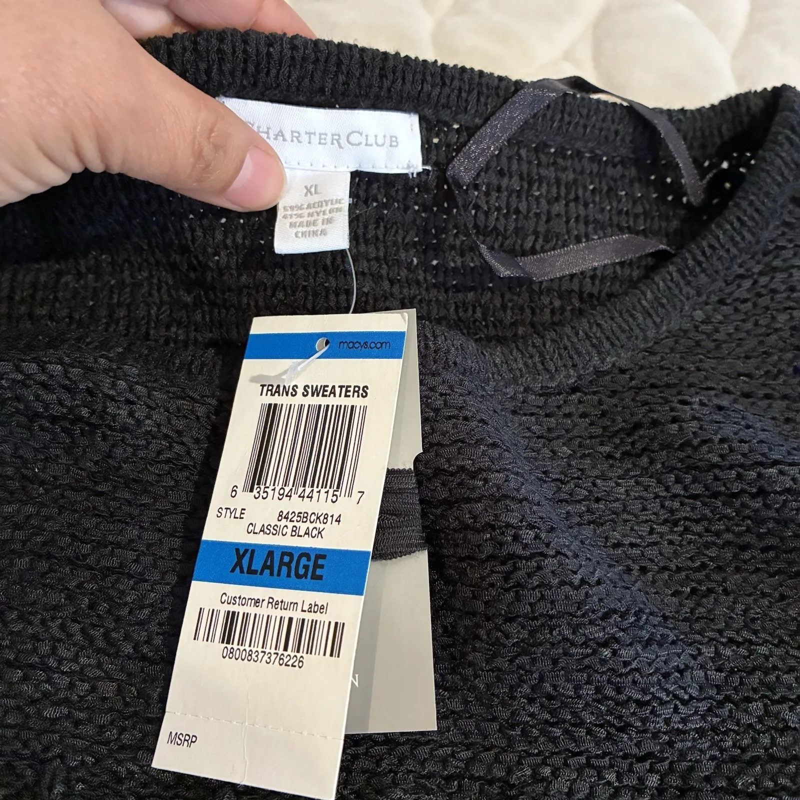 Charter Club‎ Black Boatneck Textured Sweater Xl - Image 4