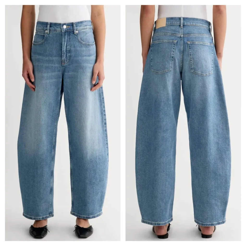 NEW Everlane The Way High Curve Jeans Vintage Blue Barrel Balloon Stretch 27 - Image 2