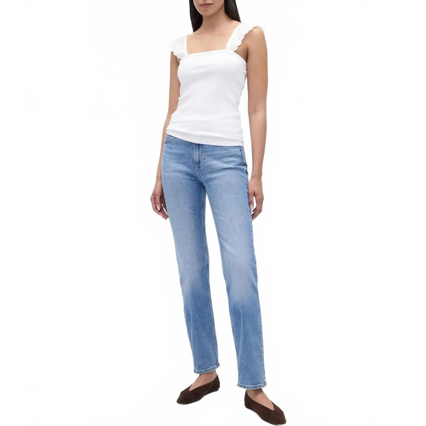 Gap Modern Rib Flutter Tank Top NWT Fresh White Small - Image 3