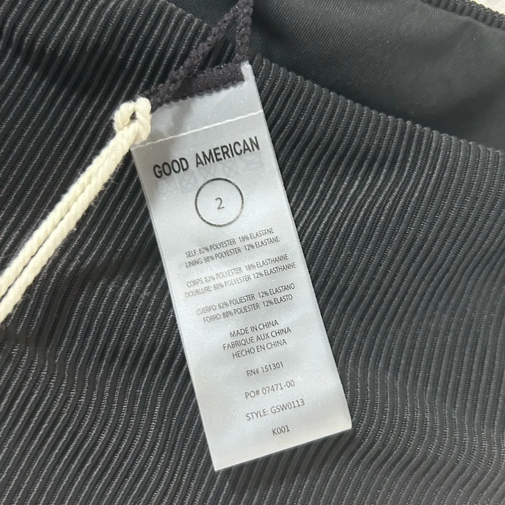 NWT Good American Swim Bottom Black Ribbed Mid Rise Better Bikini “2” Medium - Image 3