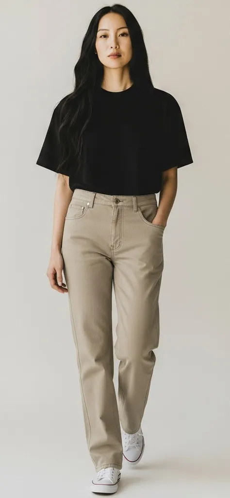 Brunello Cucinelli The Skater Straight Leg Jean in Tan - Image 1