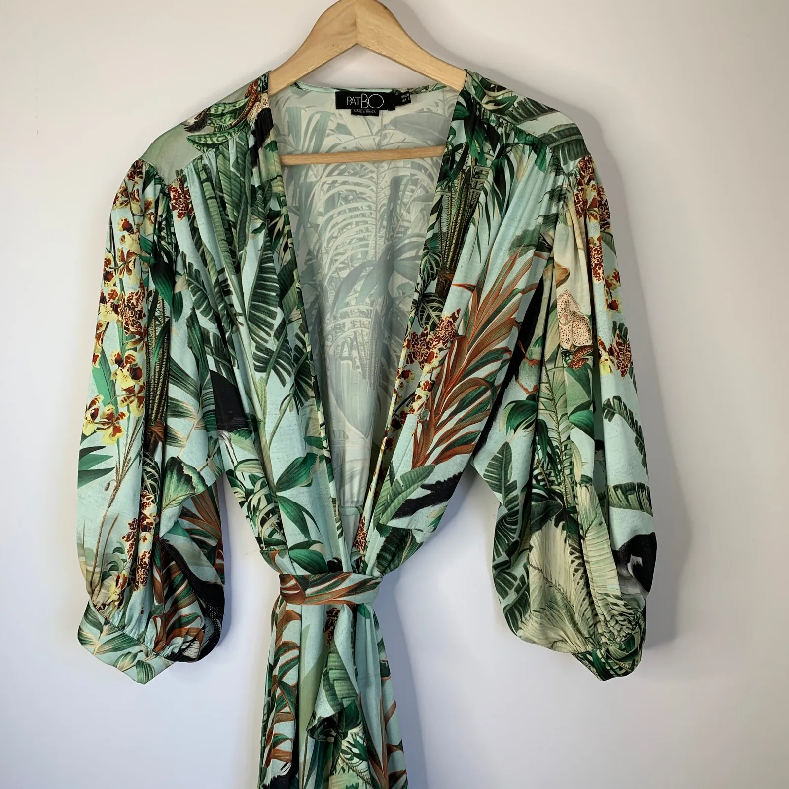 PatBO Eden Midi Flouncy Hem Wrap Dress Womens Size 6 Green - Image 5