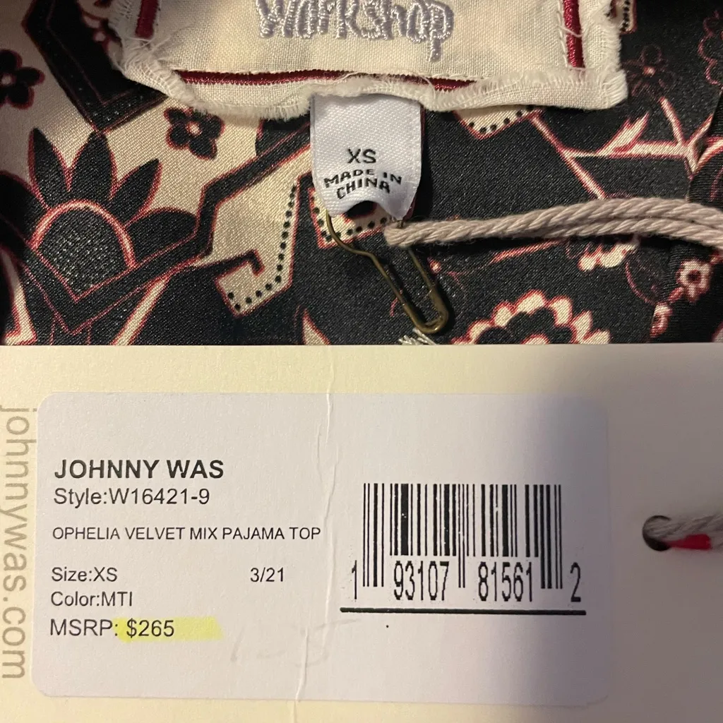 NWT Johnny Was‎ Workshop Silk Pajama Top - Image 2