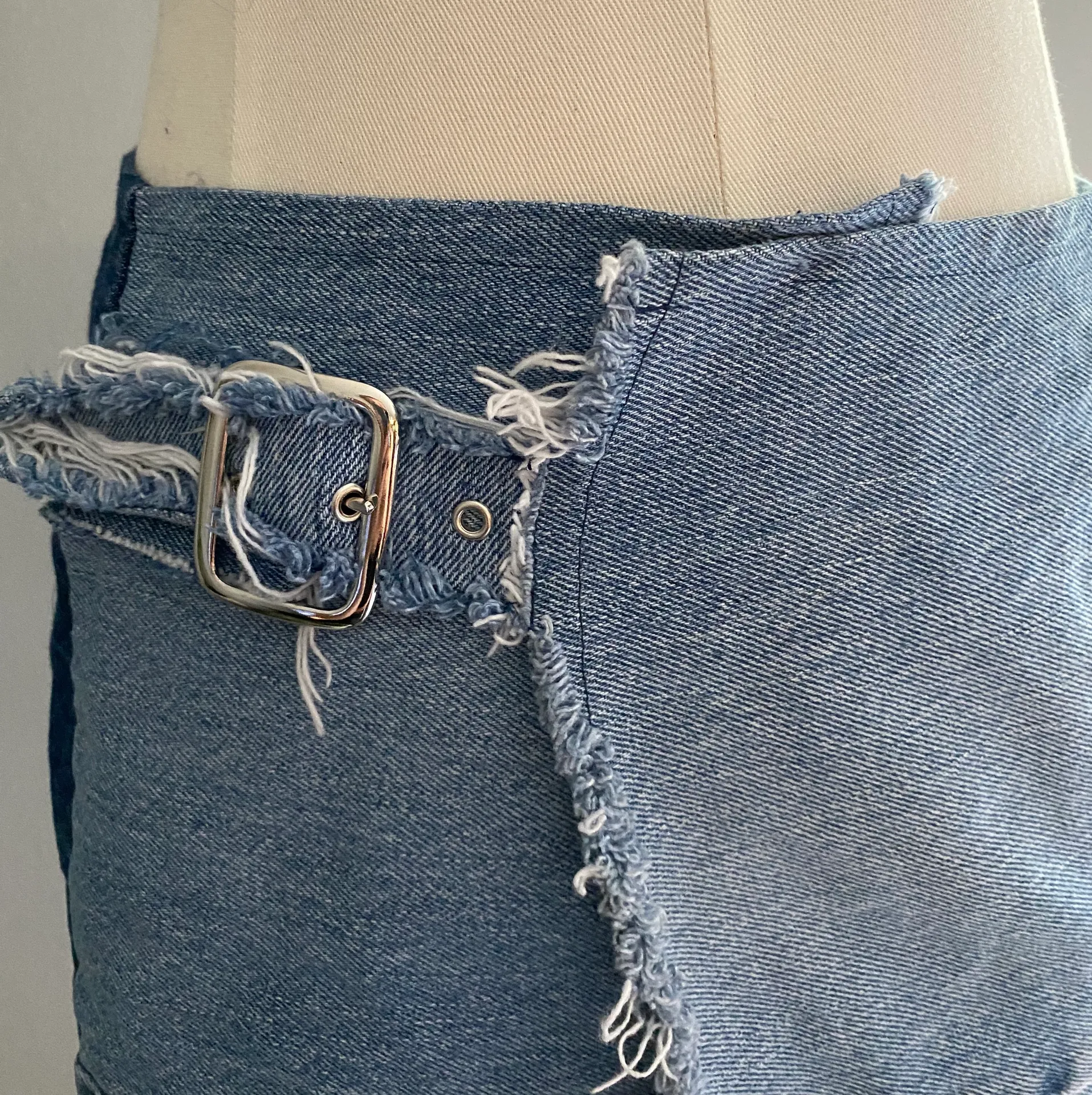 Patchwork Denim Skirt Blue Size 2 - Image 4