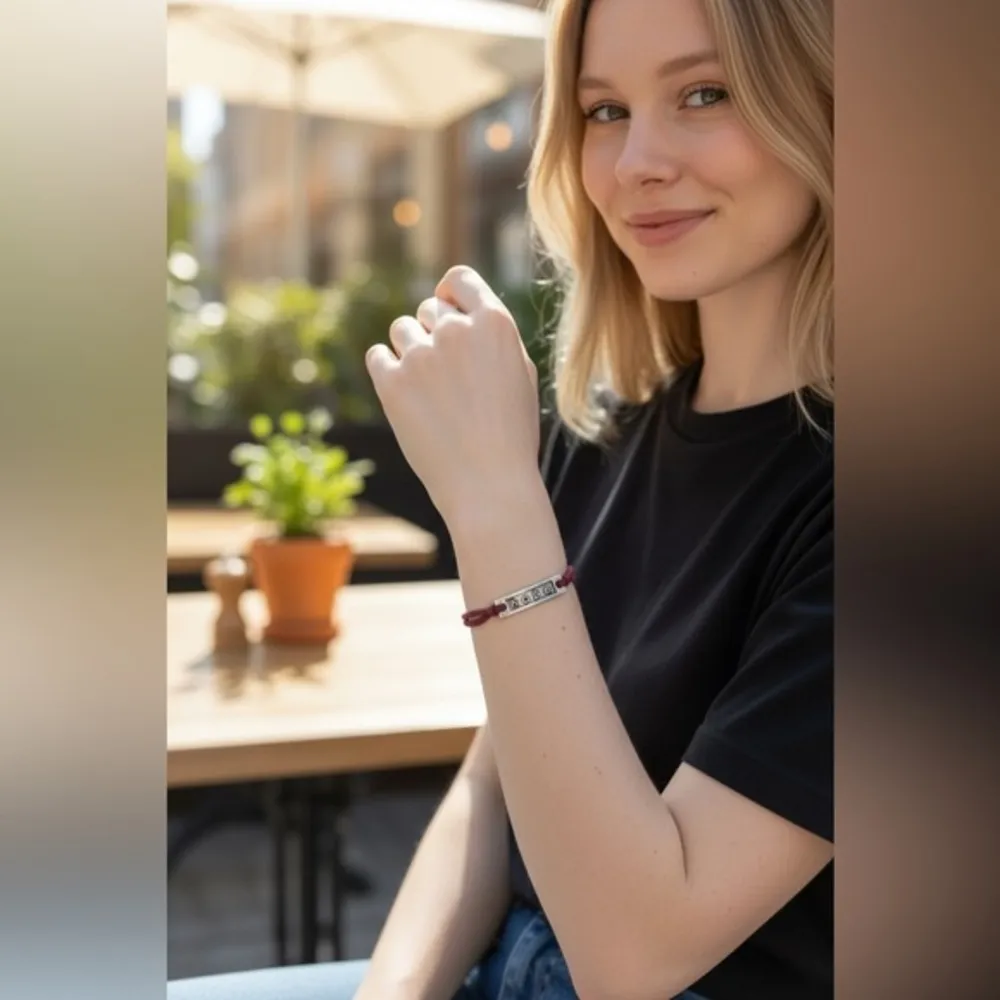 Red Bracelet with Silver 'Hope' Charm - Image 2