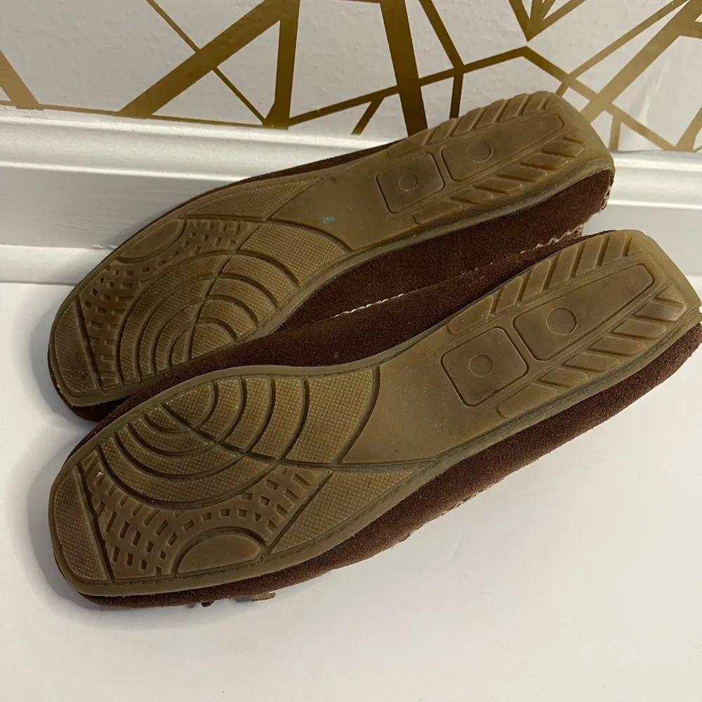 🦋Womens Peace Moccasin "Emily" Chocolate Suede Hardsole Size 7 Brown - Image 3