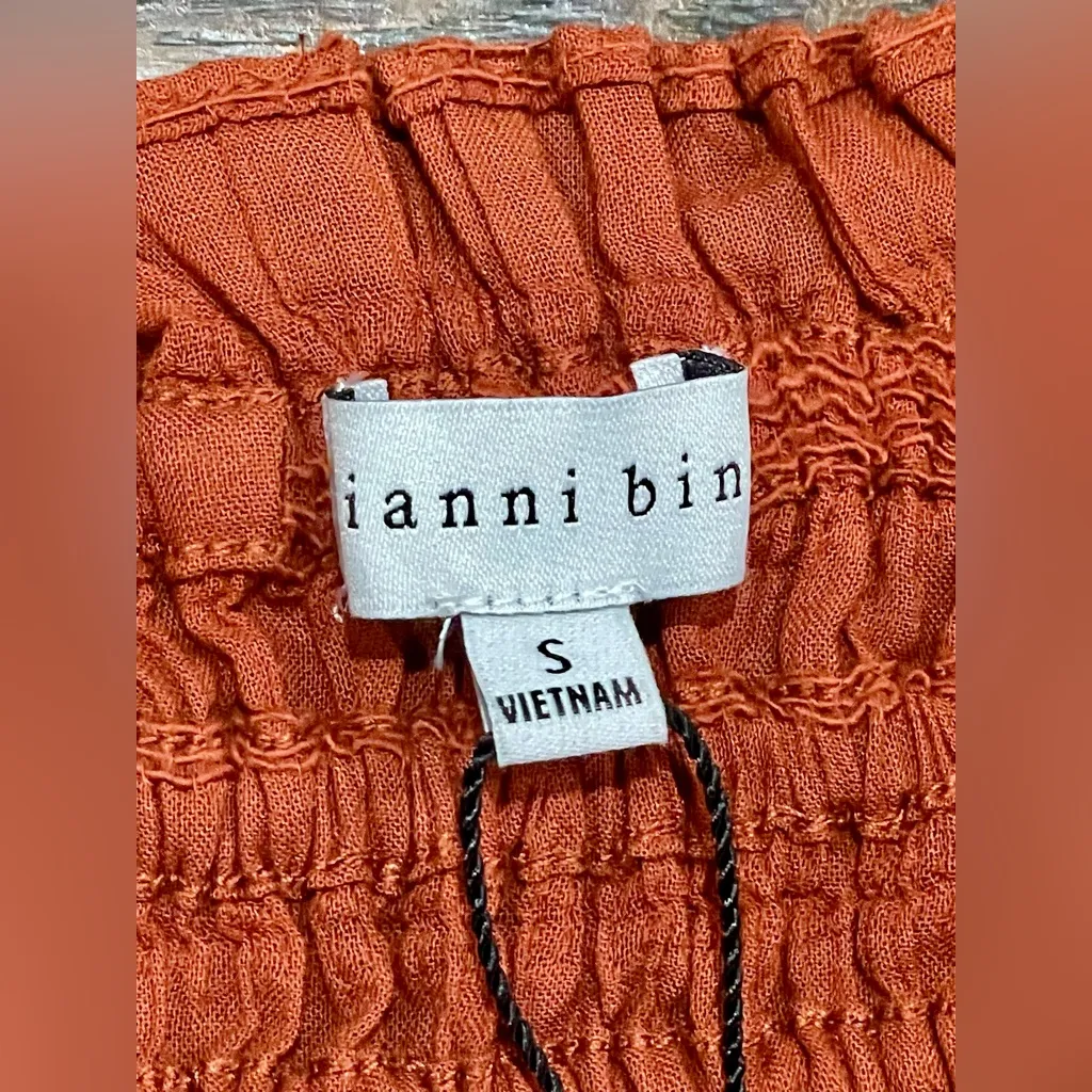 GIANNI BINI Rylee Square Neck Rust Button Front Long Sleeve Blouse - Small - NWT - Image 5