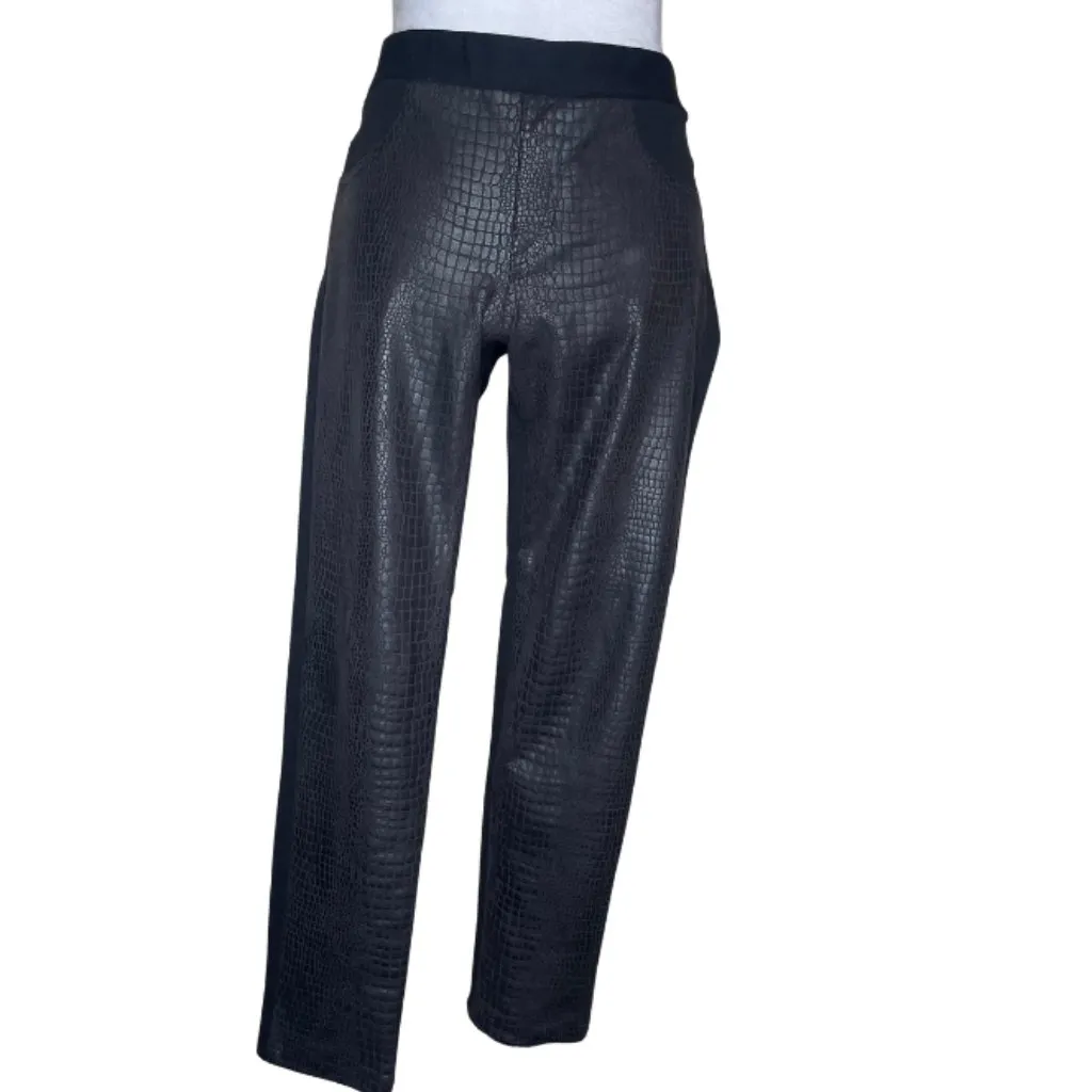 Women's Black Faux Leather Snakeskin Print Jeggings Size Small Sexy - Image 3