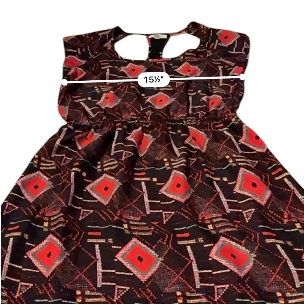 Urban‎ Outfitters Silence + Noise Black Red Geometric Short Sleeve Cutout Dress - Image 8