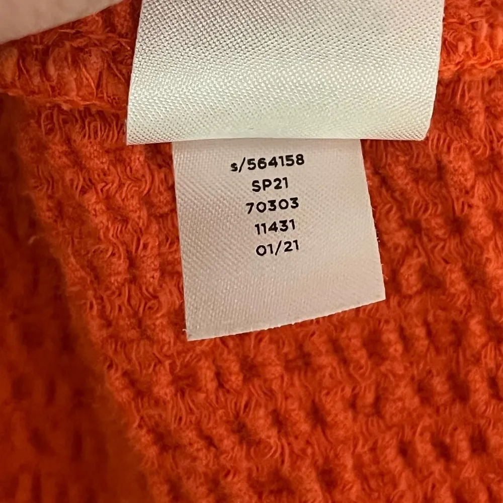 Ann Taylor LOFT Seersucker Tie Front Square Neck Puff Sleeve Top Orange XS - Image 8