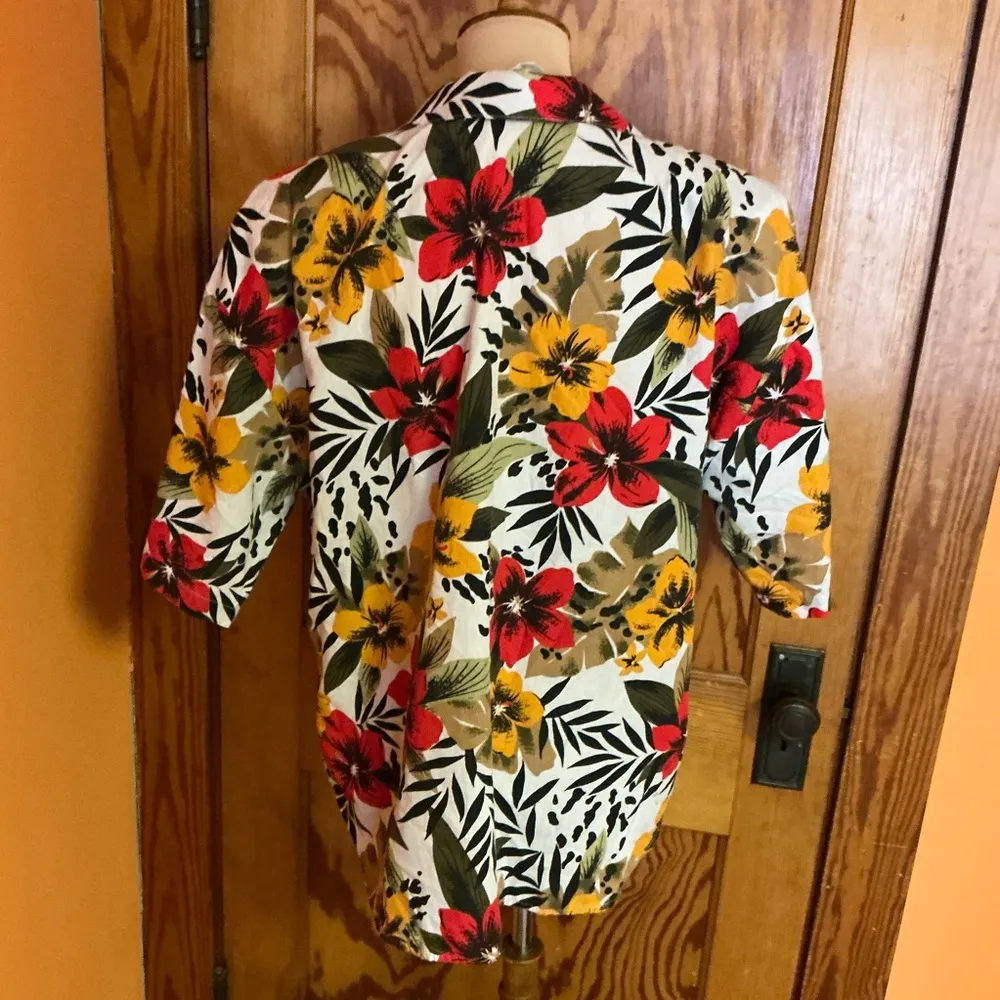 Vintage 80s tropical flowers oversized shirt Size 18 - Image 9