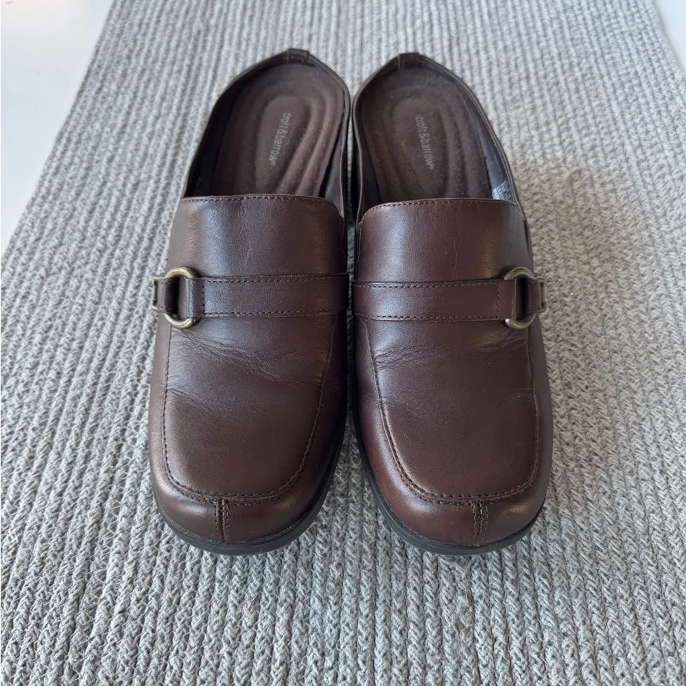 Vintage Croft & Barrow Dark Chocolate Brown Leather Loafer Mules Size 7.5 - Image 8