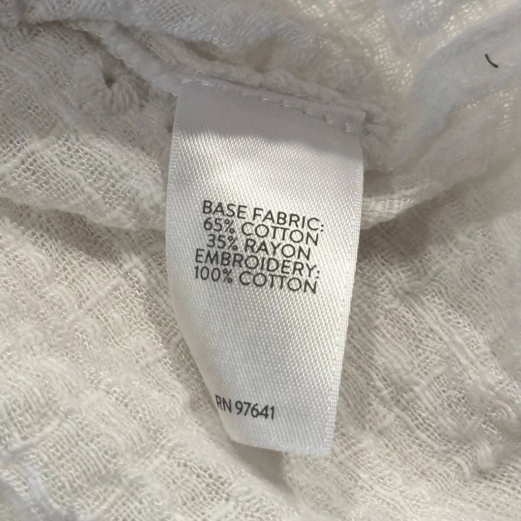 J. Jill Cotton White Gauze Embroidered Textured Long Cardigan Size‎ Medium - Image 8