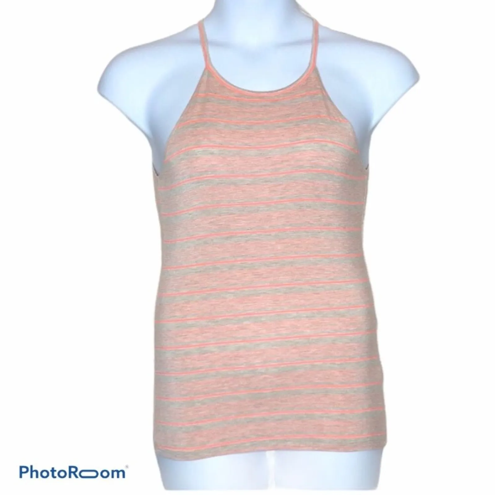 BKE Barbie Pink Striped Halter Tank Top Size Large High Neck Summer - Image 2