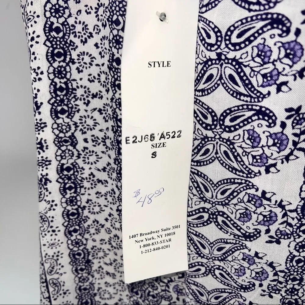 Lola P. Spaghetti Strap Tiered Camisole Top White w/Blue Dipped Dyed - Image 12