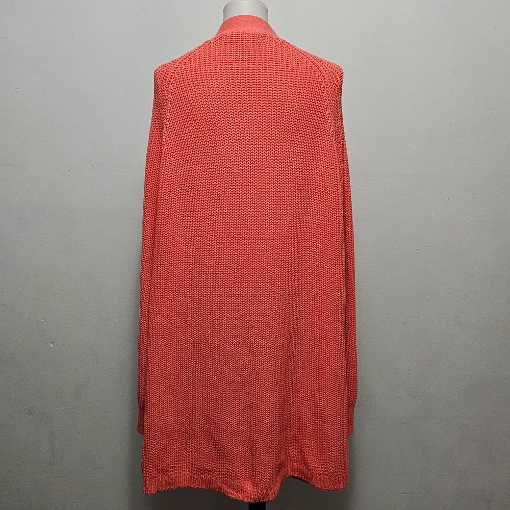Woman Within Bright CoralShaker Stitch Button Ftont Cardigan Size 5X - Image 5