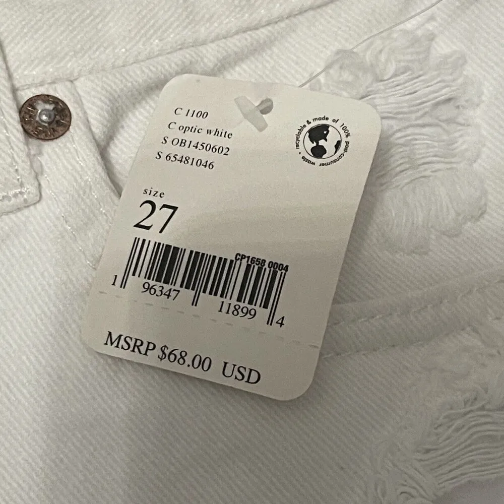 We The Free Maggie Denim Shorts Size 27 NWT White Distress Festival - Image 3