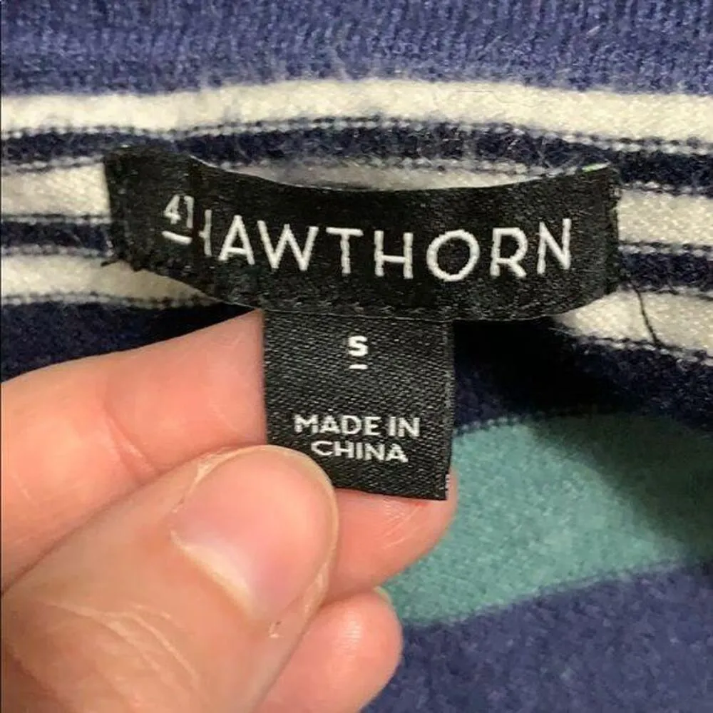 41 Hawthorn Womens Cardigan Sweater Striped Open Front Long Sleeves Blue Small - Image 5