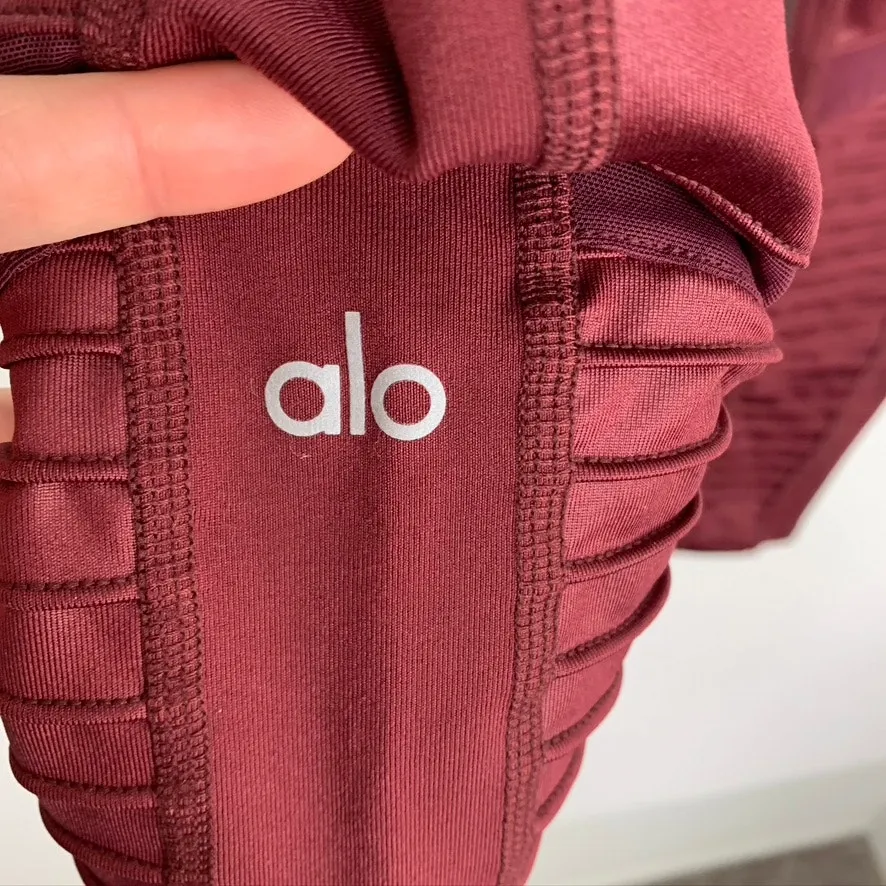Alo Yoga High Waist Moto Leggings Burgundy Cherry Womens XS - Image 10