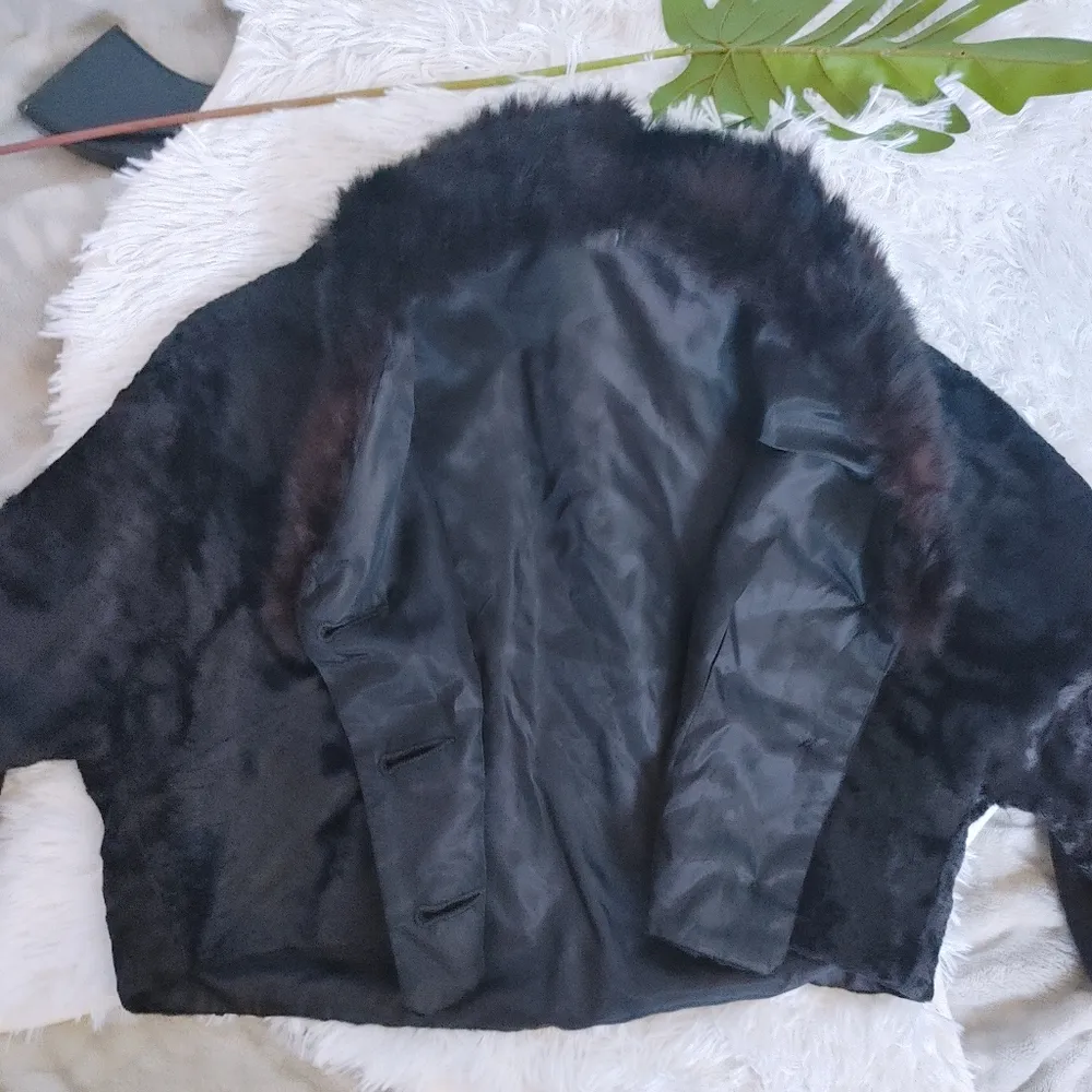 Vintage Fur Collar Crop Evening Jacket Black Size undefined - Image 5