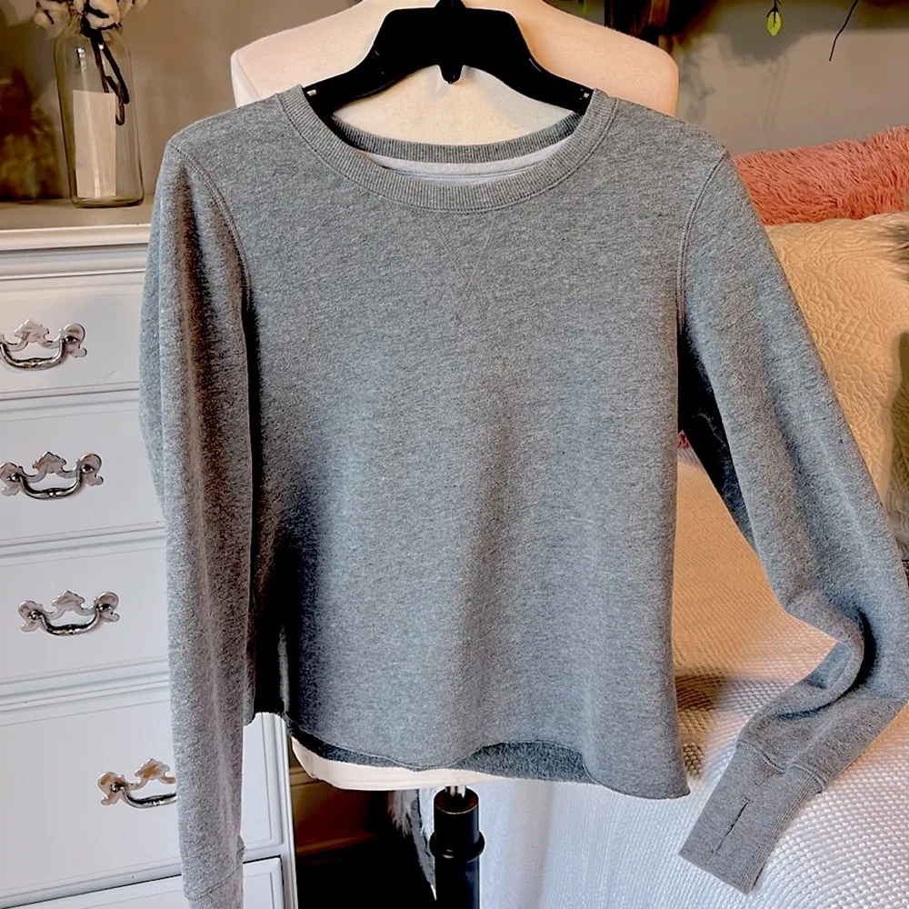Sweatshirt Gray Tek Gear Cropped Womens Medium - Image 3