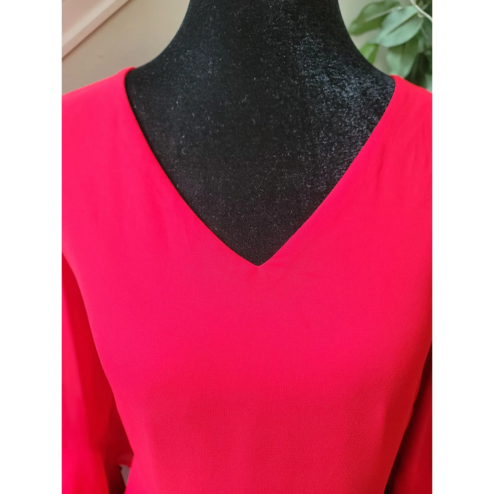 International Concepts Shirt Dress Women's Size 8 Red 100% Polyester Long Sleeve - Image 4