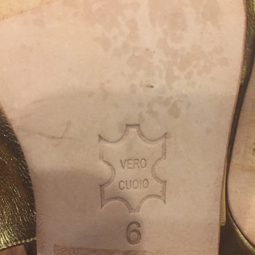 Gold Leather Matiko Sling Back Heels Size 6 - Image 9