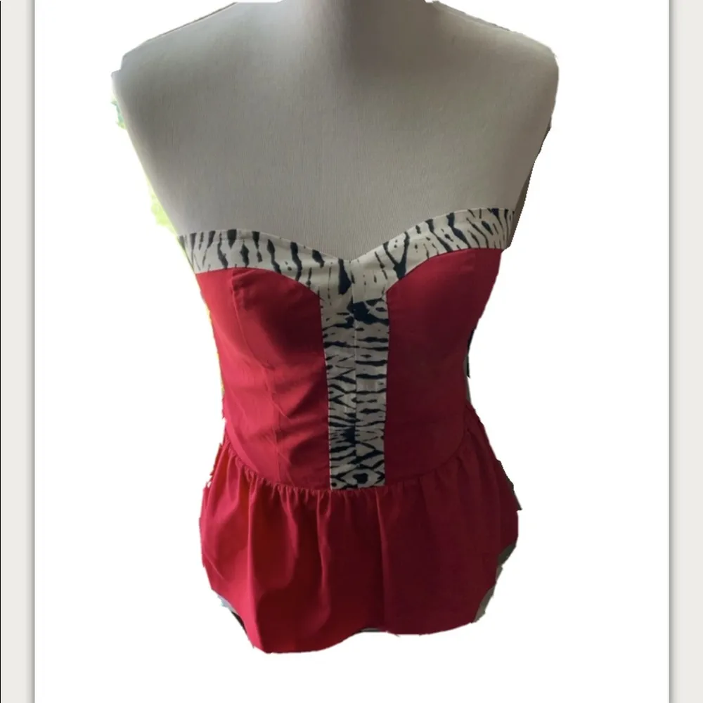 Rampage NWT Women’s Hot Pink Peplum Tube Top Lightly Padded Size S - Image 3