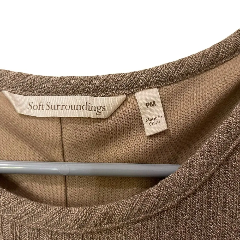 Soft Surroundings Newbury Dress Maxi Ribbed Stretch Beige Stretch Women Size MP - Image 8