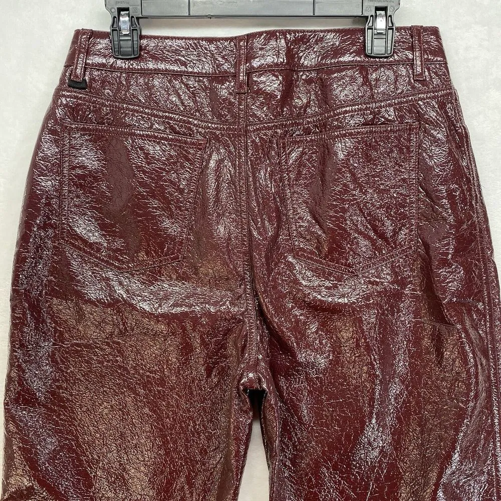 ASOS Jeans Womens‎ 32x32 Oxblood Vinyl Mid Rise 90's Straight Leg - Image 8