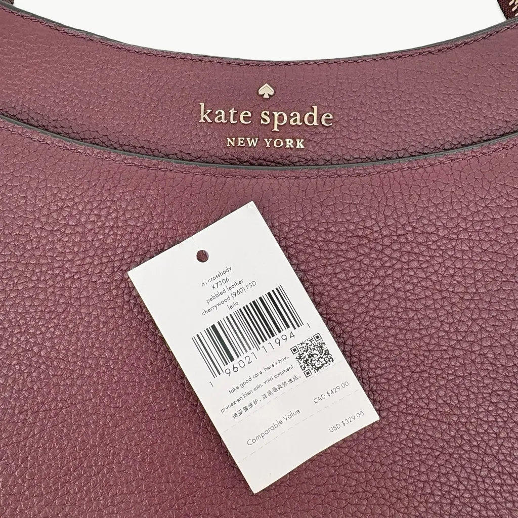 NWOT Kate Spade Leila North South Leather Crossbody | OS | Sherrywood Red Brown - Image 5