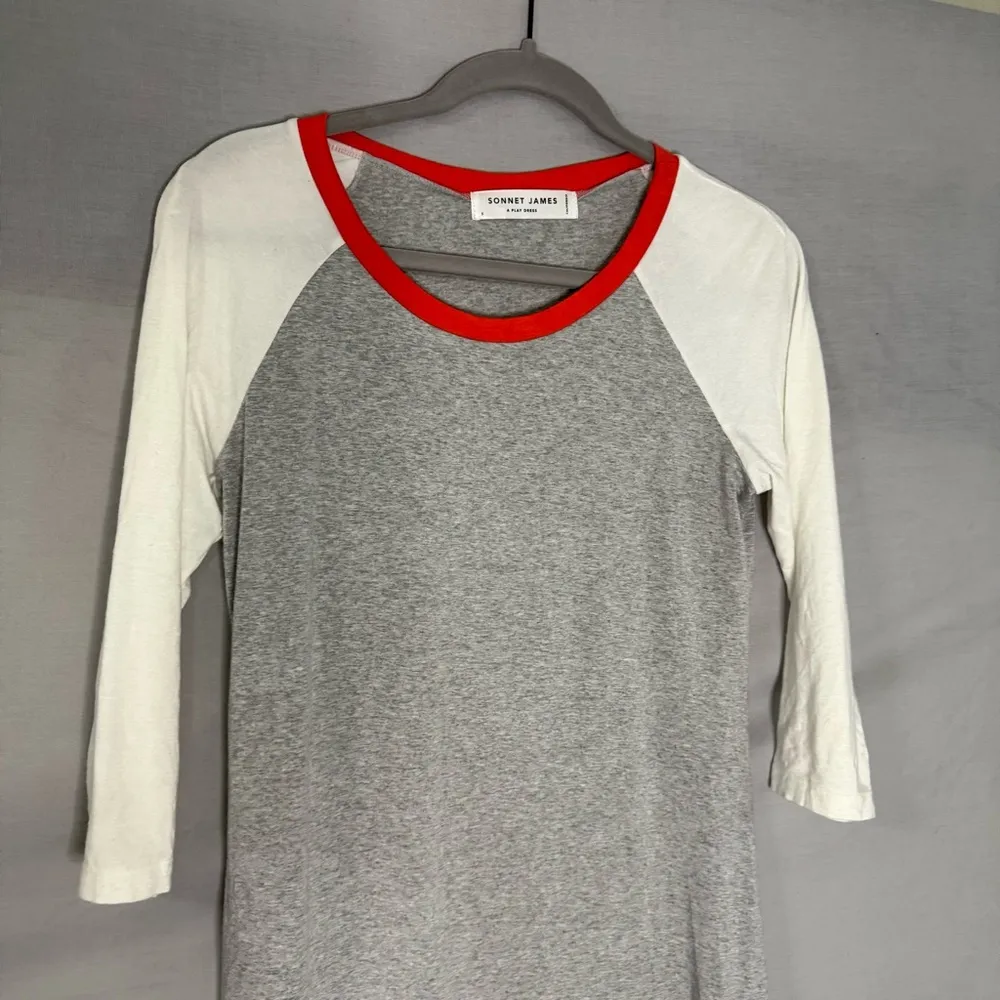 Sonnet James A Play Baseball Tee Dress For Moms Size Small Made In USA Tencel Gray - Image 2