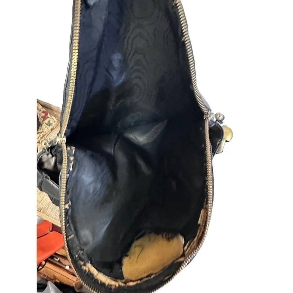 PLINIO VISONA MADE IN ITALY LEATHER PURSE Shoulder bag Zipper Detail - Image 7