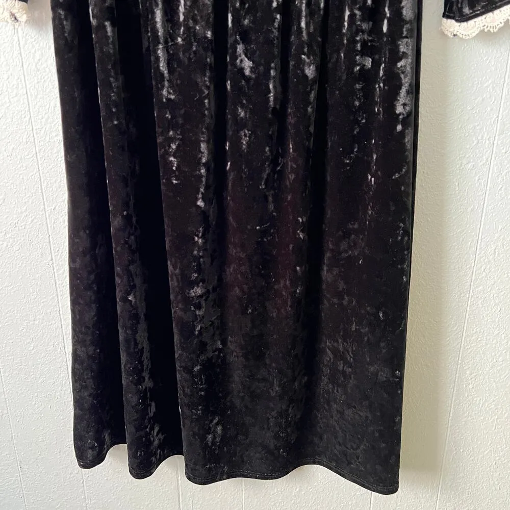 Roolee Babydoll Dress Juniors M Velvet Y2K Vamp Fairygoth Witchy Wednesday Event - Image 4