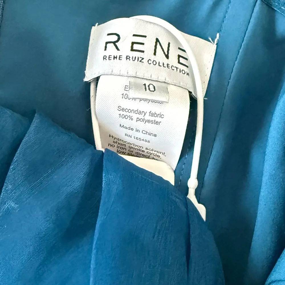 Rene Ruiz Collection Strapless Draped Gown Teal Blue Ombré Women’s Sz 10 NWT - Image 4