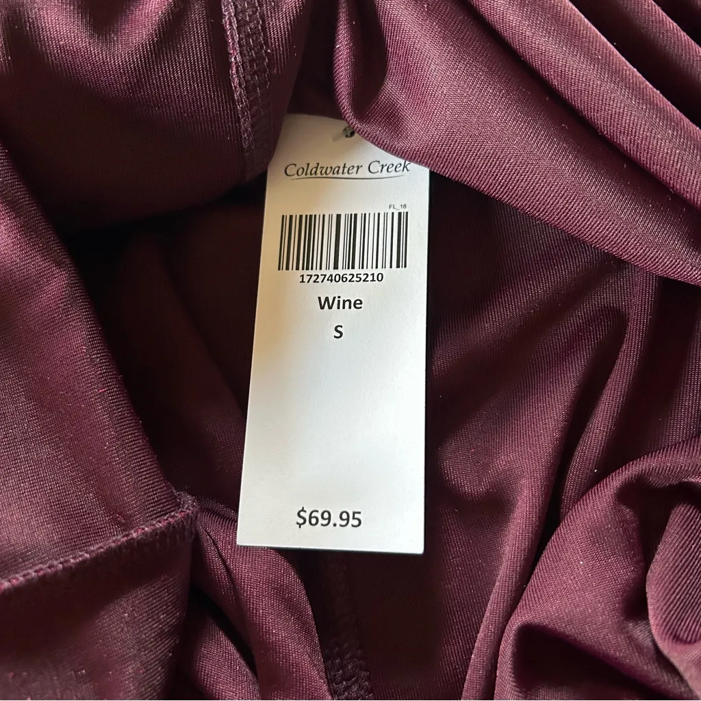 NWT Coldwater Creek Velvet Velour Top Women’s Small Wine Red 3/4 Sleeve Holiday - Image 5