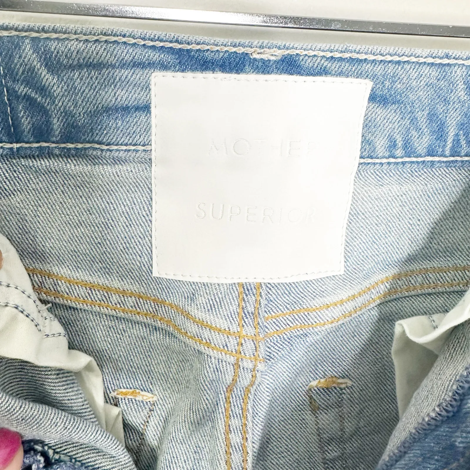 MOTHER SUPERIOR High Waisted Rider Skimp Confession Distressed Straight Jeans 27 Blue - Image 7