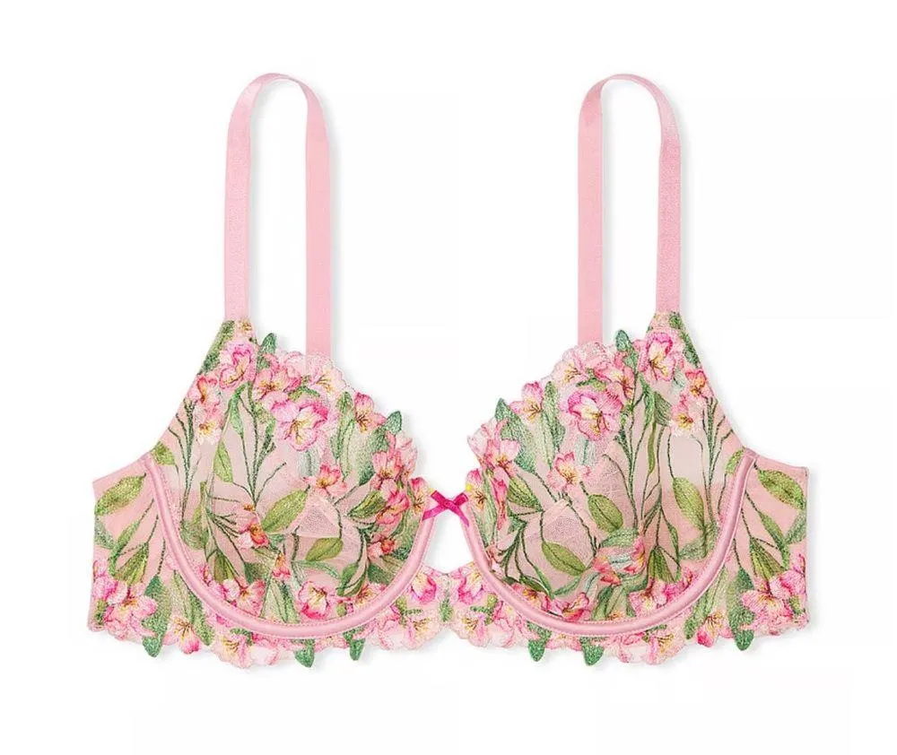 NWT Victoria's Secret Dream Angels Push Up Bra embroidery Lily floral pink 36DDD - Image 2