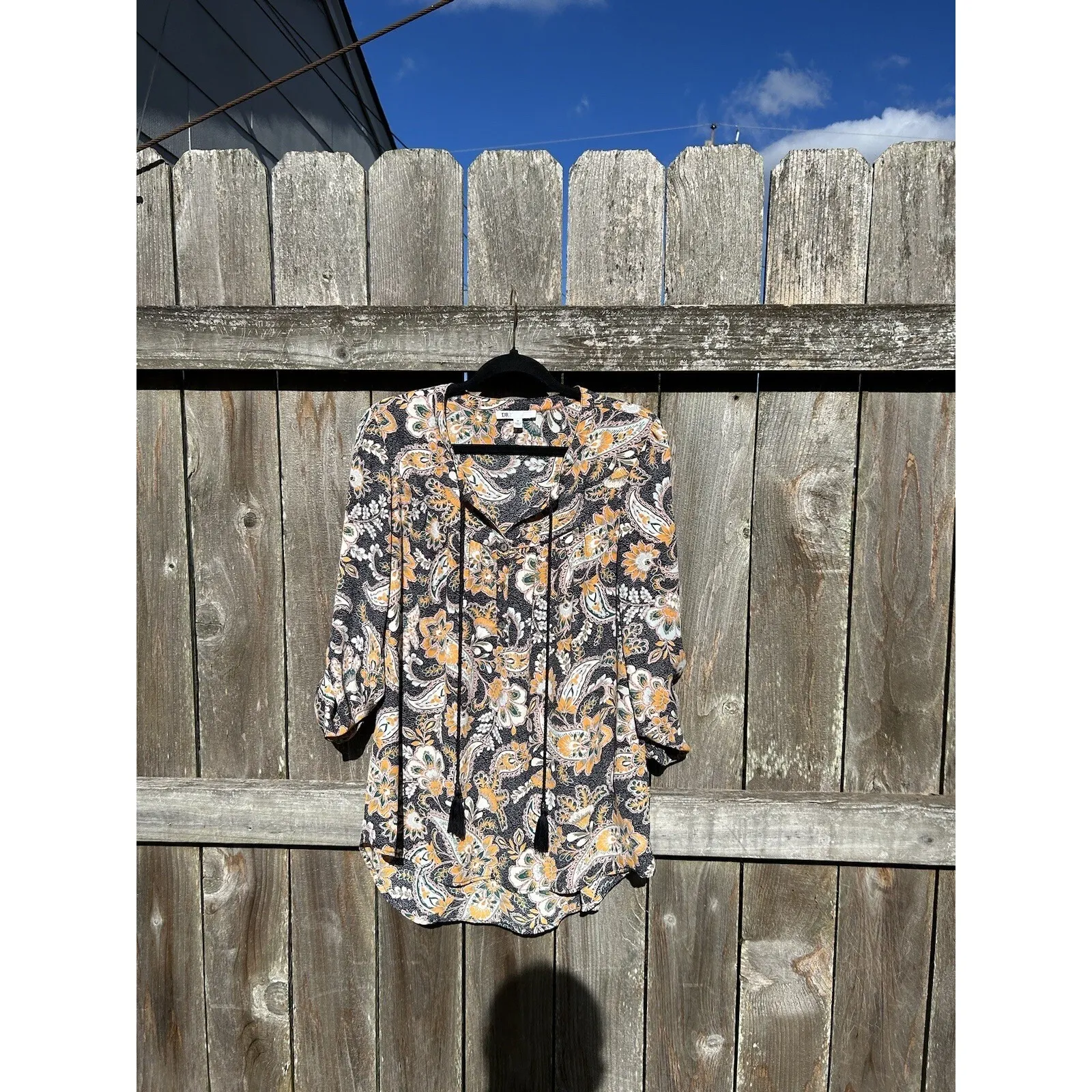 Kara Long Sleeve Tassel Woven‎ Top By Dr2 Size Medium Lightweight Fall Spring - Image 3