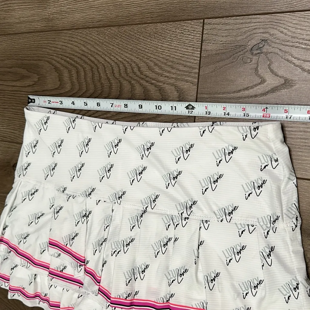 Lucky In Love 13” Layered Pleated Tennis Skirt Skort‎ White Pink Size XL - Image 5